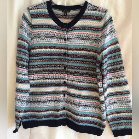 Talbots Button Front Cardigan Sweater Size Large in Navy, Cream, Aqua, Red, Tan - Picture 1 of 5